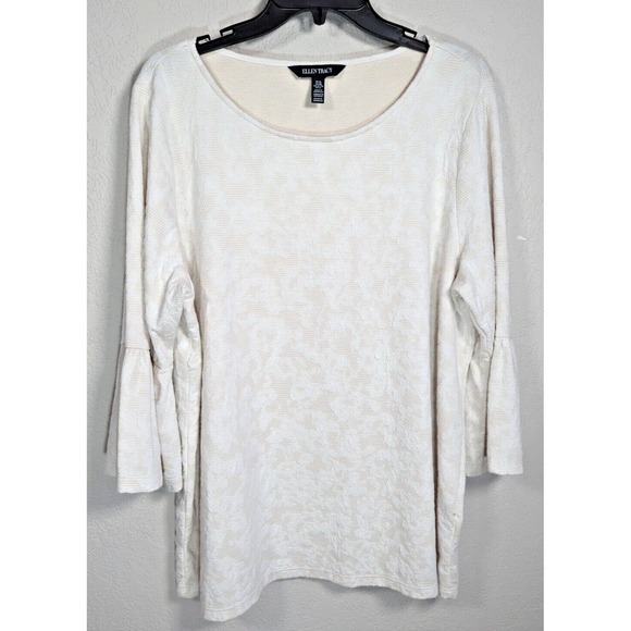 Ellen Tracy Ivory Lace 3/4 Sleeve Knit Tunic‎ Top Size XL - Picture 1 of 4